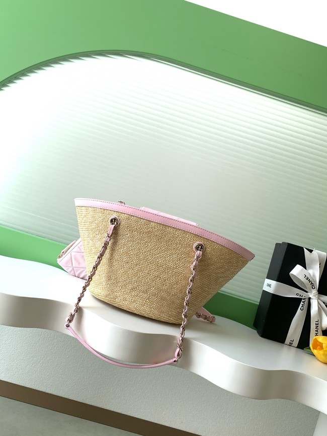 CHANEL Small Tote AS5951 Beige & pink
