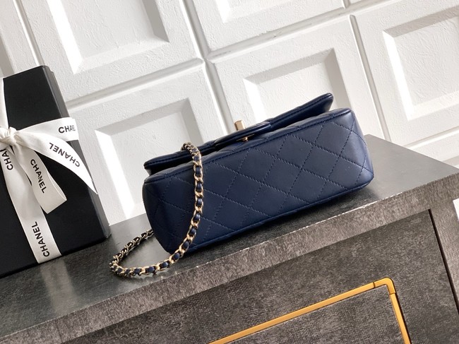 CHANEL Mini Flap Bag with Top Handle AP2431 dark blue