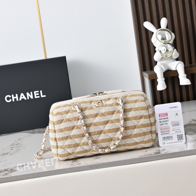 CHANEL Clutch With Chain AP4986 Beige & Light Beige