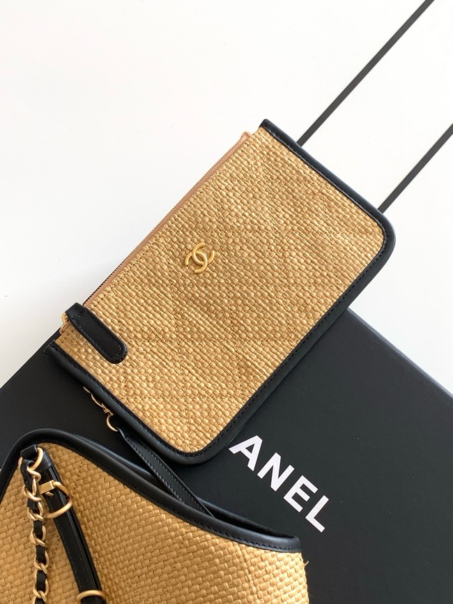 CHANEL Maxi Shopping Bag Braided Raffia AS5463 Dark Beige