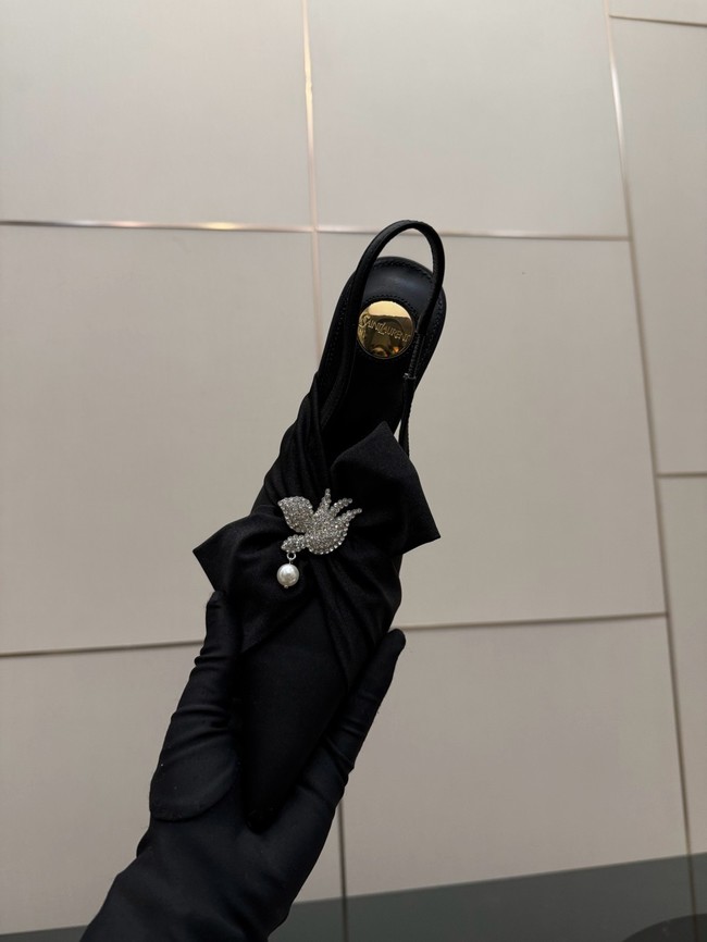 Saint Laurent AMALIA slingback pumps in satin crepe Heel 10.5CM 55726-12