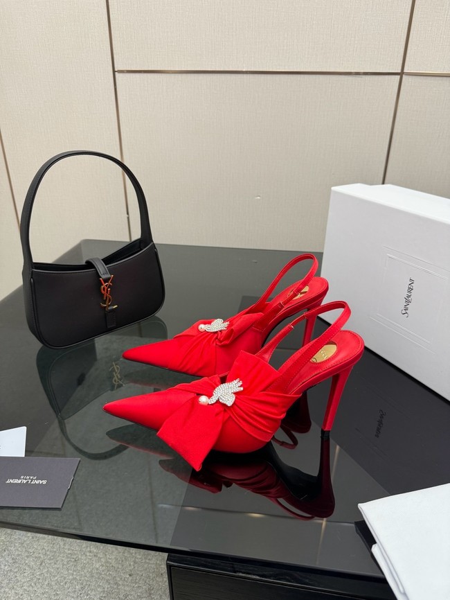 Saint Laurent AMALIA slingback pumps in satin crepe Heel 10.5CM 55726-6
