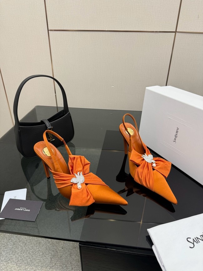 Saint Laurent AMALIA slingback pumps in satin crepe Heel 10.5CM 55726-9