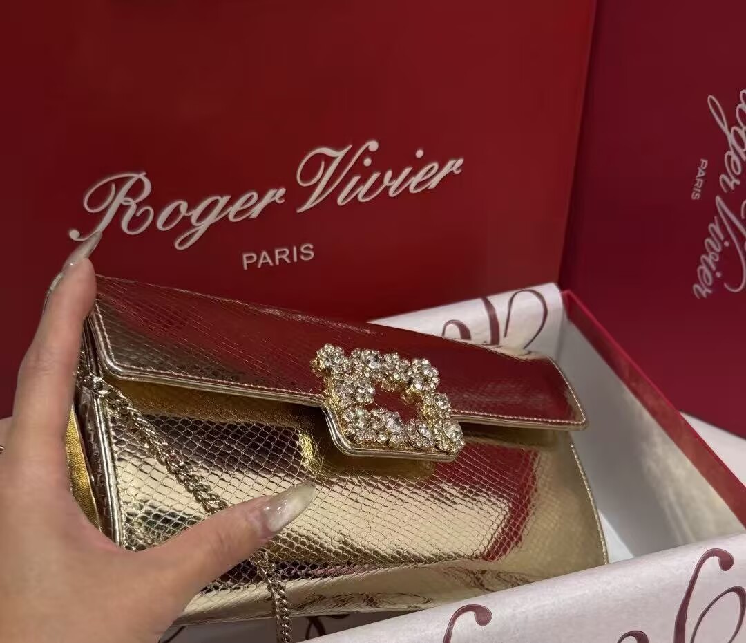 Roger Vivier Clutch Handbag V30260 Gold