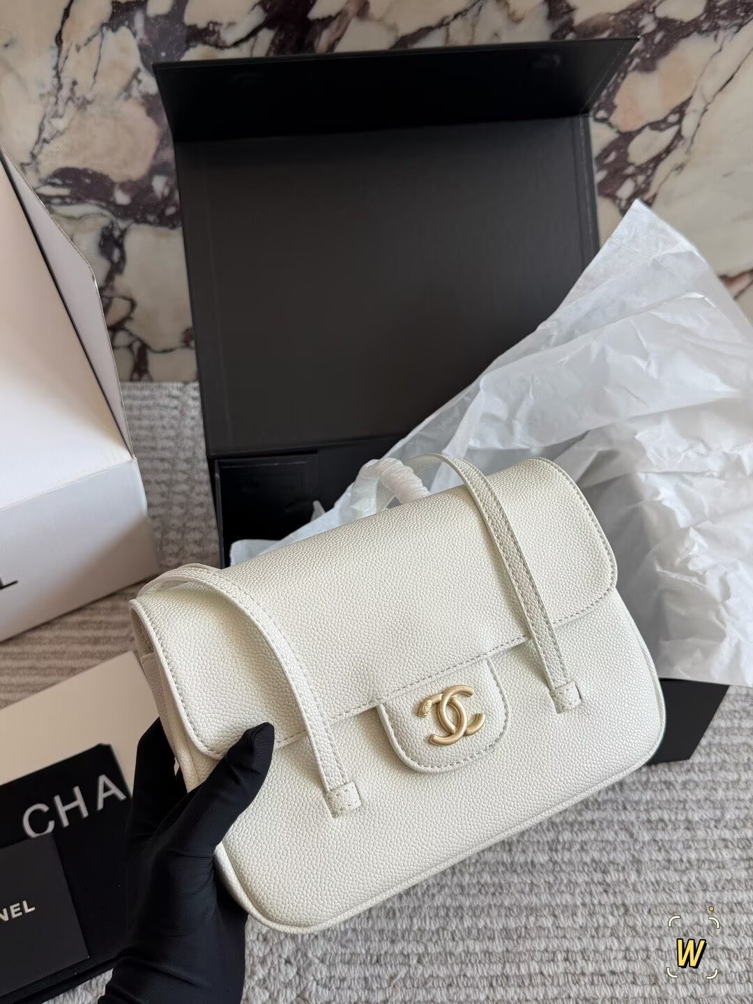 Chanel 26S Preppy Coco Top Handle Bag A53201 White