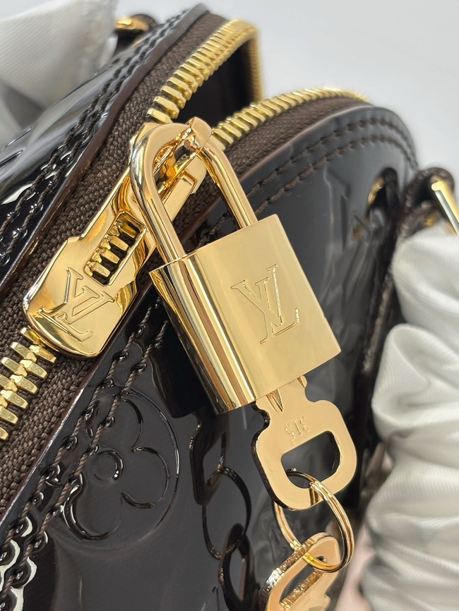 Louis Vuitton Monogram Vernis Alma BB Tote Bag M91606 dark brown