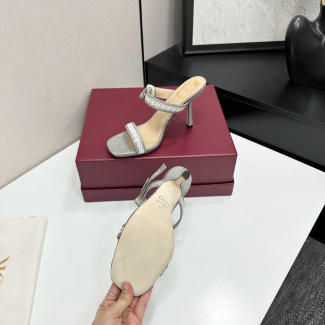 Dior Heeled Sandal with JAdior Straps Embroidered Cotton KCO538NV-4