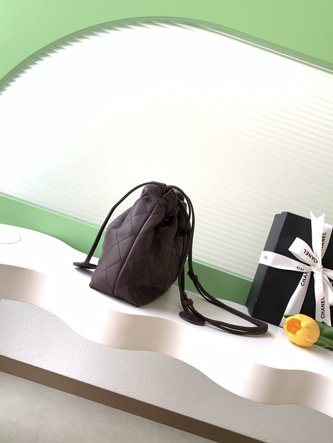 Chanel Lambskin Hobo Bag AS5227 dark brown