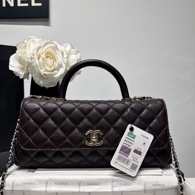 Chanel Maxi Flap Bag With Top Handle AS6091 dark brown