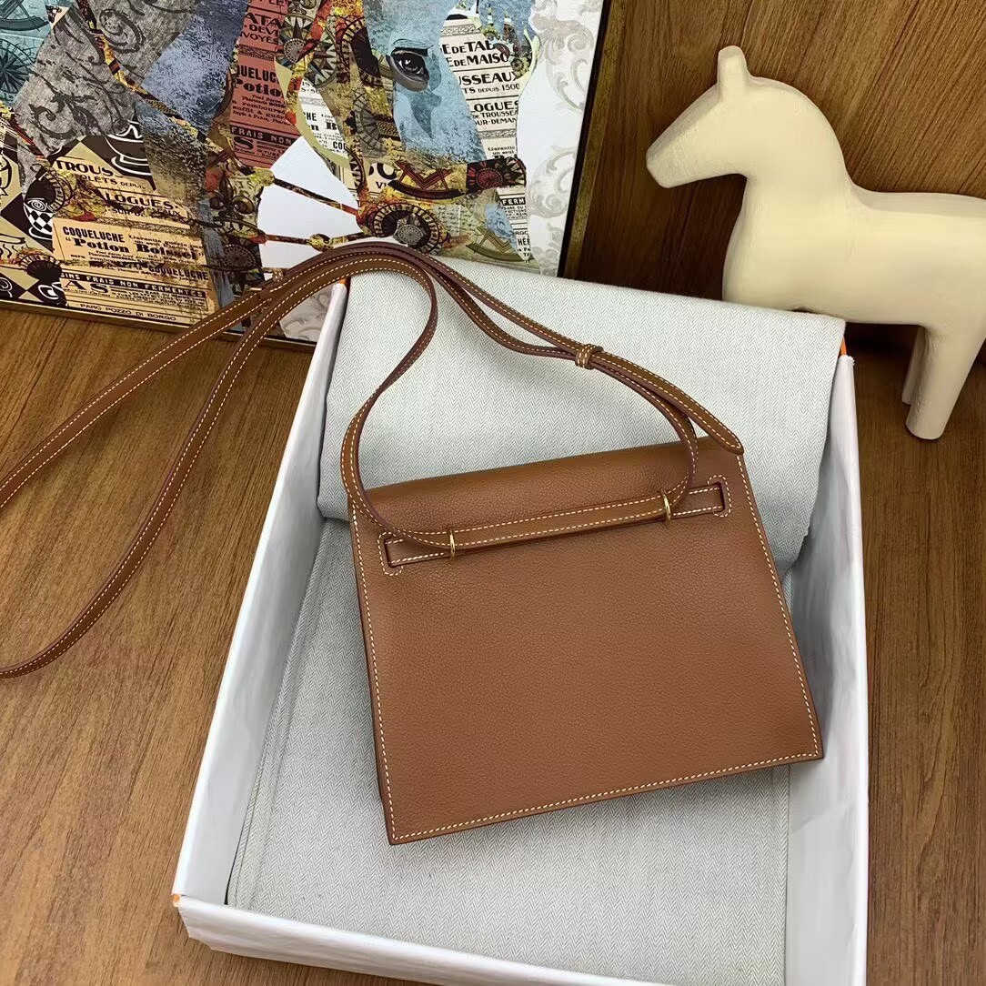 Hermes Kelly Danse Original Evercolor Leather 22CM KL22 Brown Gold-Tone