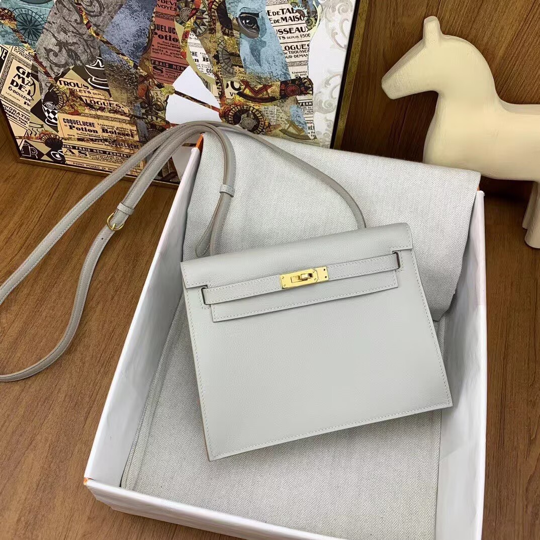 Hermes Kelly Danse Original Evercolor Leather 22CM KL22 Light Gold-Tone