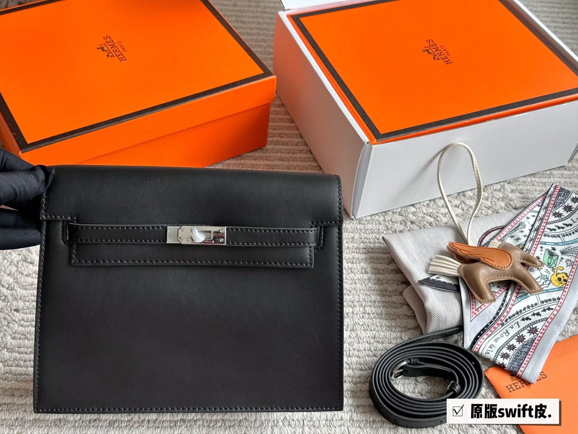 Hermes Kelly Danse Original Swift Leather 22CM KL22 Black