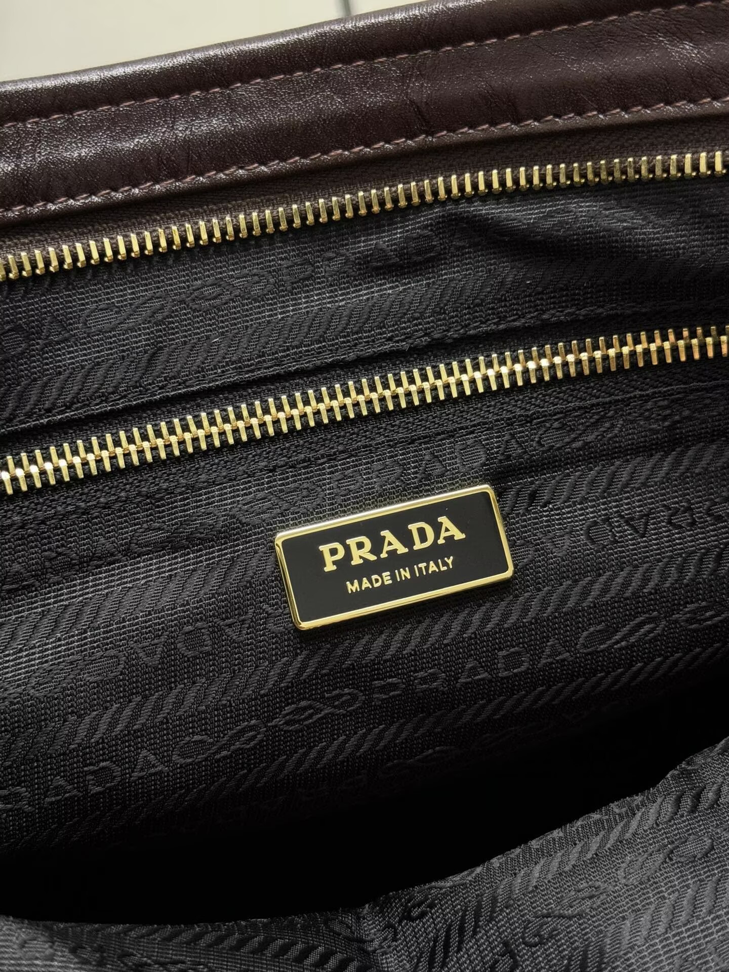Prada Bonnie Leather Tote Bag 1BA433 Dark Brown
