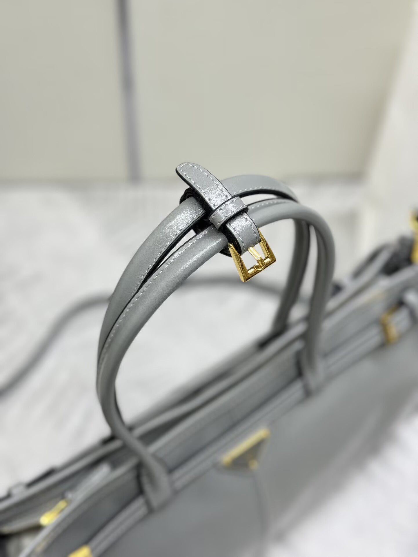 Prada Bonnie Leather Tote Bag 1BA433 Gray