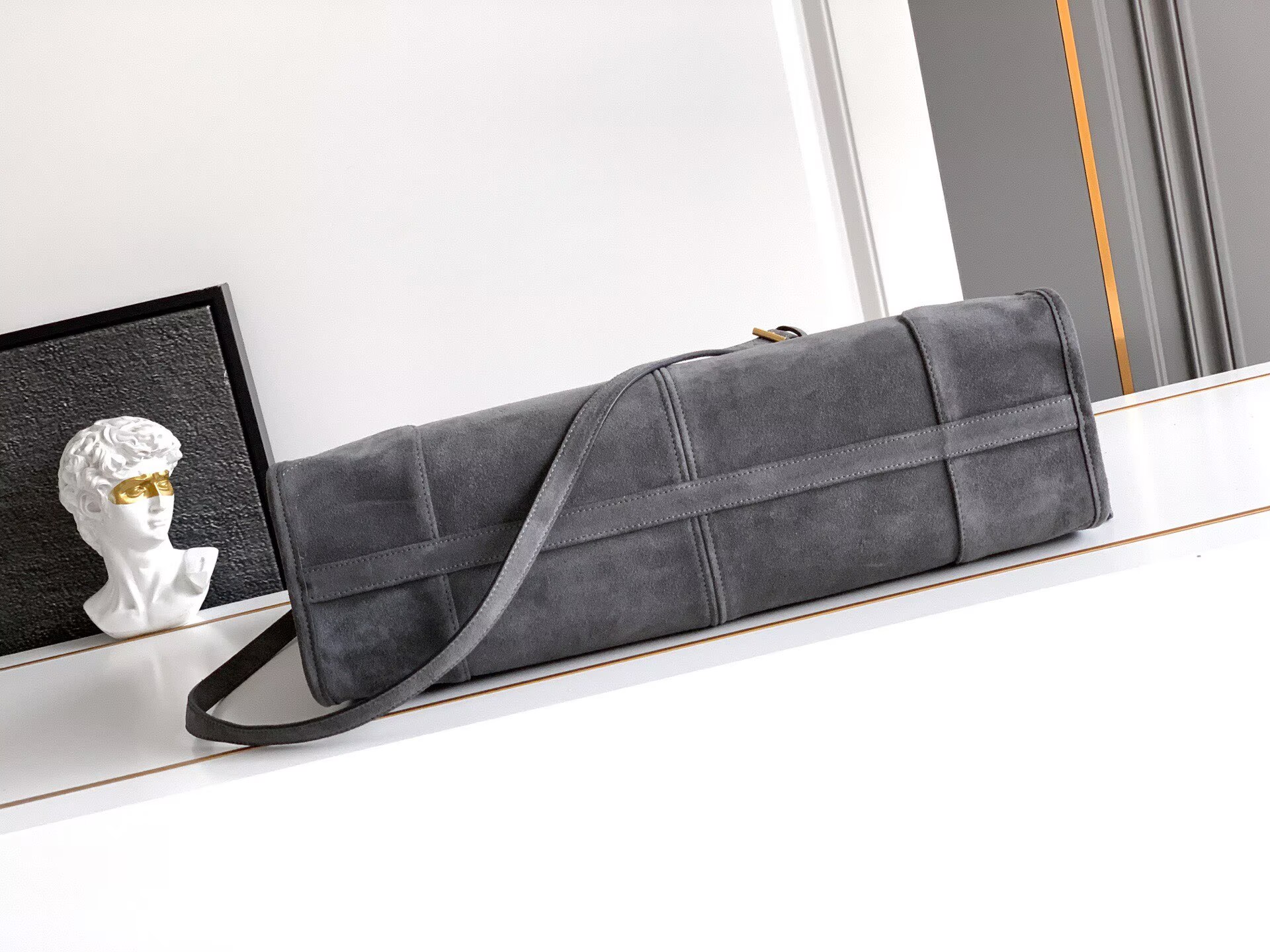 Prada Large Bonnie Suede Tote Bag 1BA439 Gray