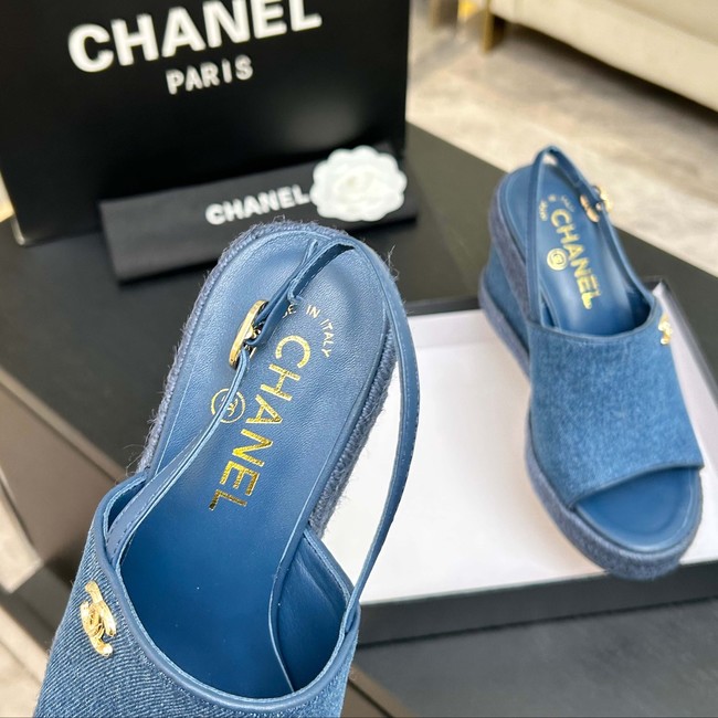 Chanel Sandals Washed Out Denim G47047-1 Blue