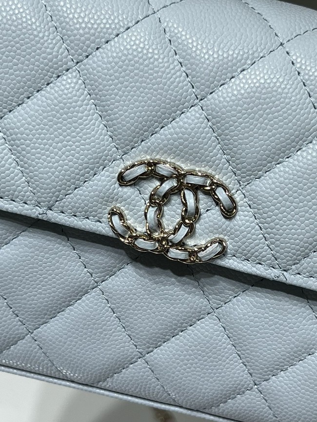 CHANEL CLUTCH WITH CHAIN AP3237 ice blue