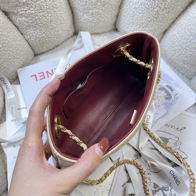 CHANEL Small Tote Lambskin AS6248 apricot