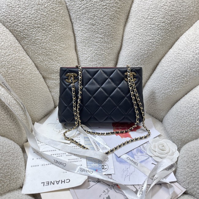 CHANEL Small Tote Lambskin AS6248 black