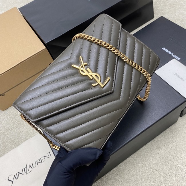 SAINT LAURENT WOC Classic Monogramme Flap Bag 360452 Khaki