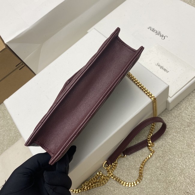 SAINT LAURENT WOC Classic Monogramme Flap Bag 441974 BURGUNDY