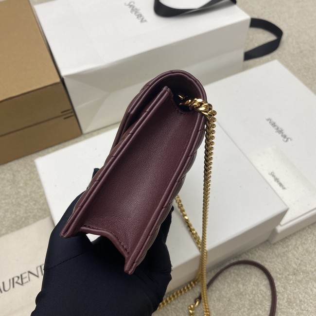 SAINT LAURENT WOC Classic Monogramme Flap Bag 441974 BURGUNDY