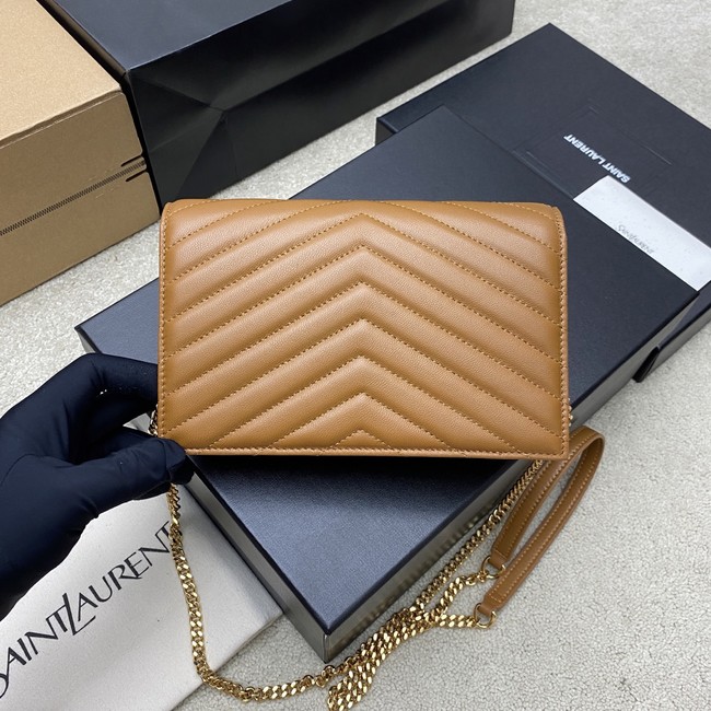 SAINT LAURENT WOC Classic Monogramme Flap Bag 441974 Camel