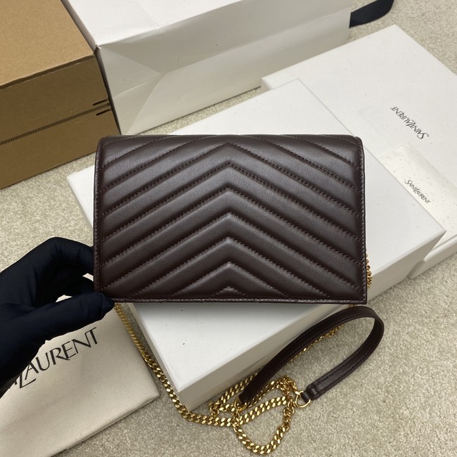 SAINT LAURENT WOC Classic Monogramme Flap Bag 441974 dark brown