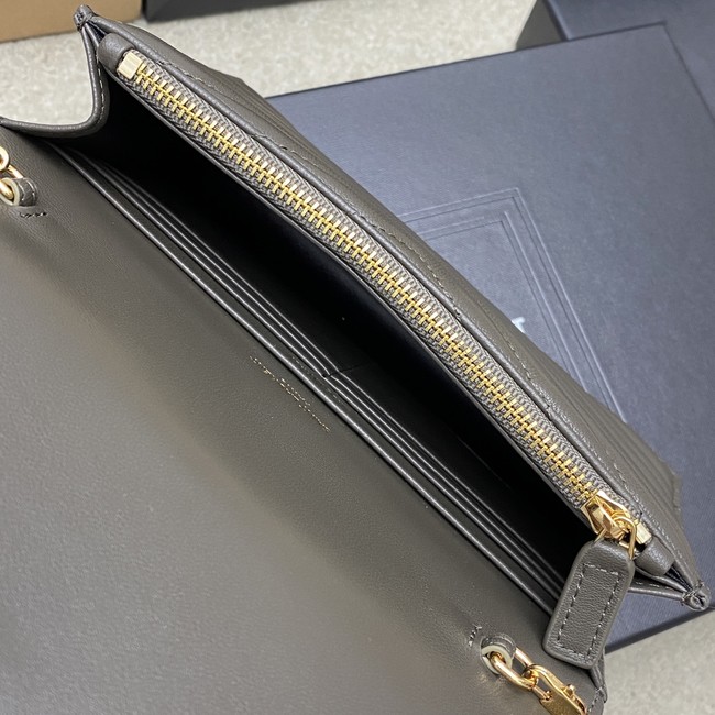 SAINT LAURENT WOC Classic Monogramme Flap Bag 441974 dark gray