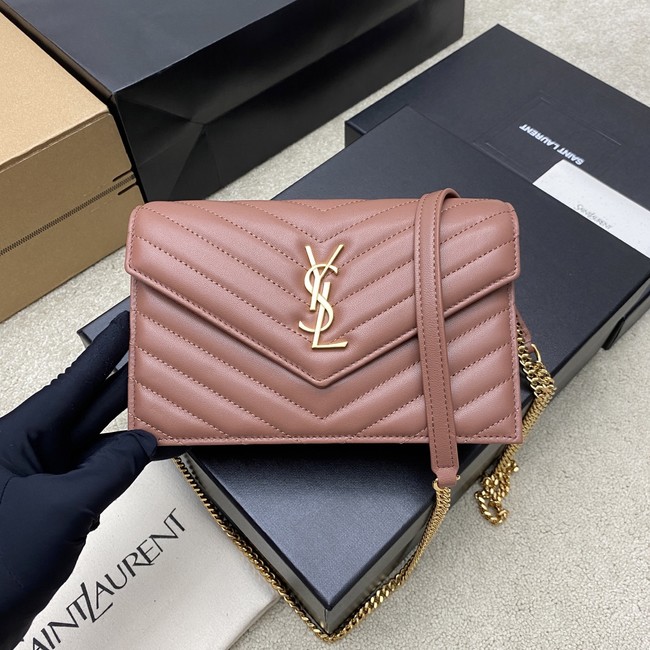 SAINT LAURENT WOC Classic Monogramme Flap Bag 441974 dark pink