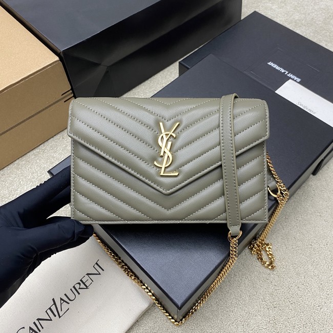 SAINT LAURENT WOC Classic Monogramme Flap Bag 441974 gray