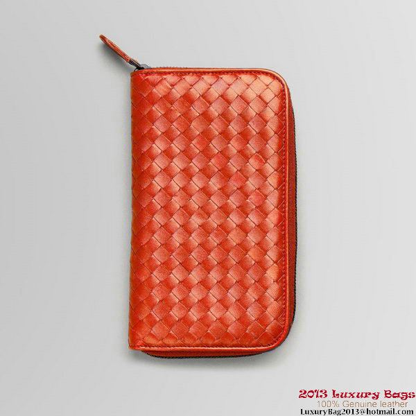 Bottega Veneta 114076 V001N 6509 Intrecciato Nappa Zip Around Wallet Corniola Bottega Veneta 114076 V001N 6509 Intrecciato Nappa Zip Around Wallet Corniola