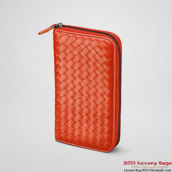 Bottega Veneta 114076 V001N 6509 Intrecciato Nappa Zip Around Wallet Corniola Bottega Veneta 114076 V001N 6509 Intrecciato Nappa Zip Around Wallet Corniola