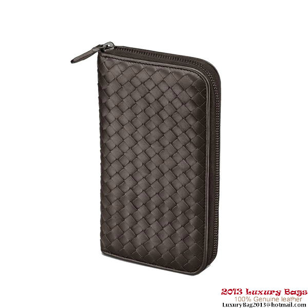 Bottega Veneta 114076 V4651 2040 Intrecciato VN Zip Around Wallet Ebano