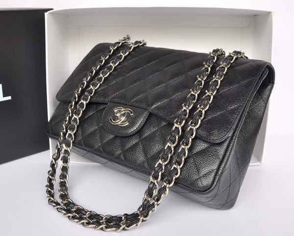 Fashion Chanel Original Caviar Leather Classic Flap Bag A28600 Black Silver Fashion Chanel Original Caviar Leather Classic Flap Bag A28600 Black Silver