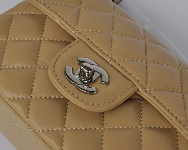 Cheap Chanel Classic mini Flap Bag 1115 Apricot Sheepskin Silver Hardware