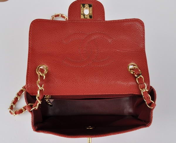 Cheap Chanel Classic mini Flap Bag 1115 Red Leather Golden Hardware