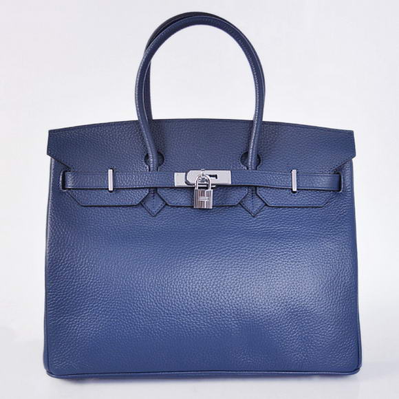 Hermes Birkin 35CM Tote Bags Togo Leather Dark Blue Silver Hermes Birkin 35CM Tote Bags Togo Leather Dark Blue Silver