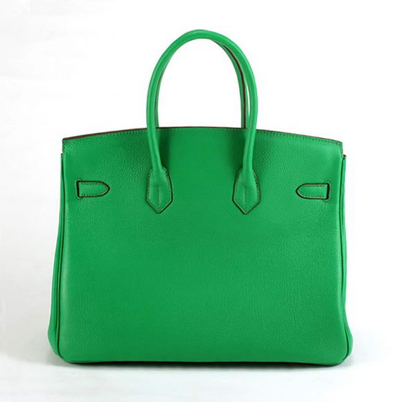 Hermes Birkin 35CM Smooth Leather Handbag 6089 Dark Green Golden