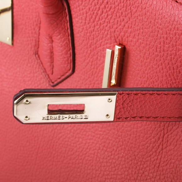 Hermes Birkin 35CM Smooth Leather Handbag 6089 Red Golden