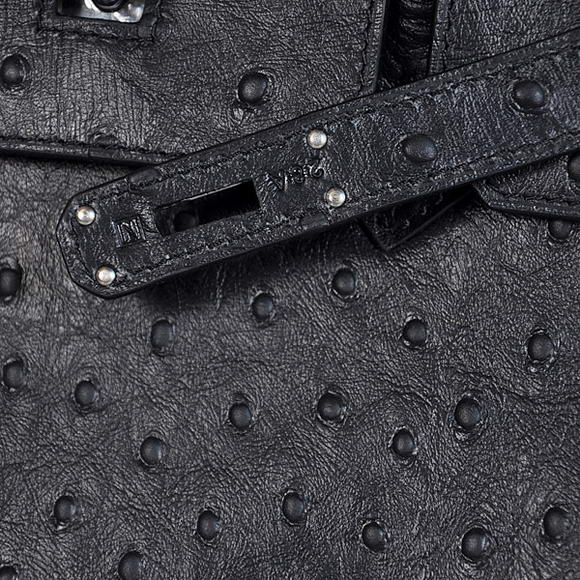 Hermes Birkin 35CM Tote Bags Ostrich Togo Leather Black Silver