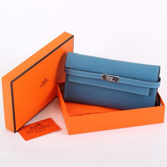 Hermes Kelly Bi-Fold Wallet A708 Blue