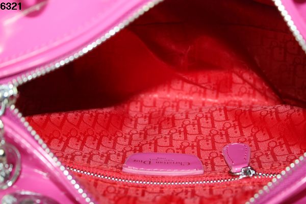 Christian Lady Dior Peachpuff Patent Leather Bag 6321 Silver Christian Lady Dior Peachpuff Patent Leather Bag 6321 Silver