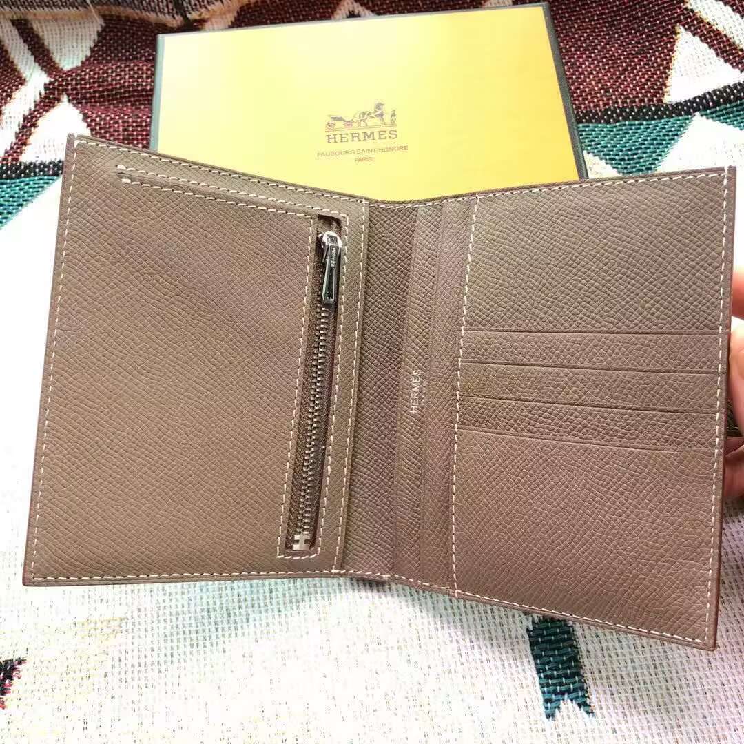 Hermes Bastia Epsom card case H2239 Gray 