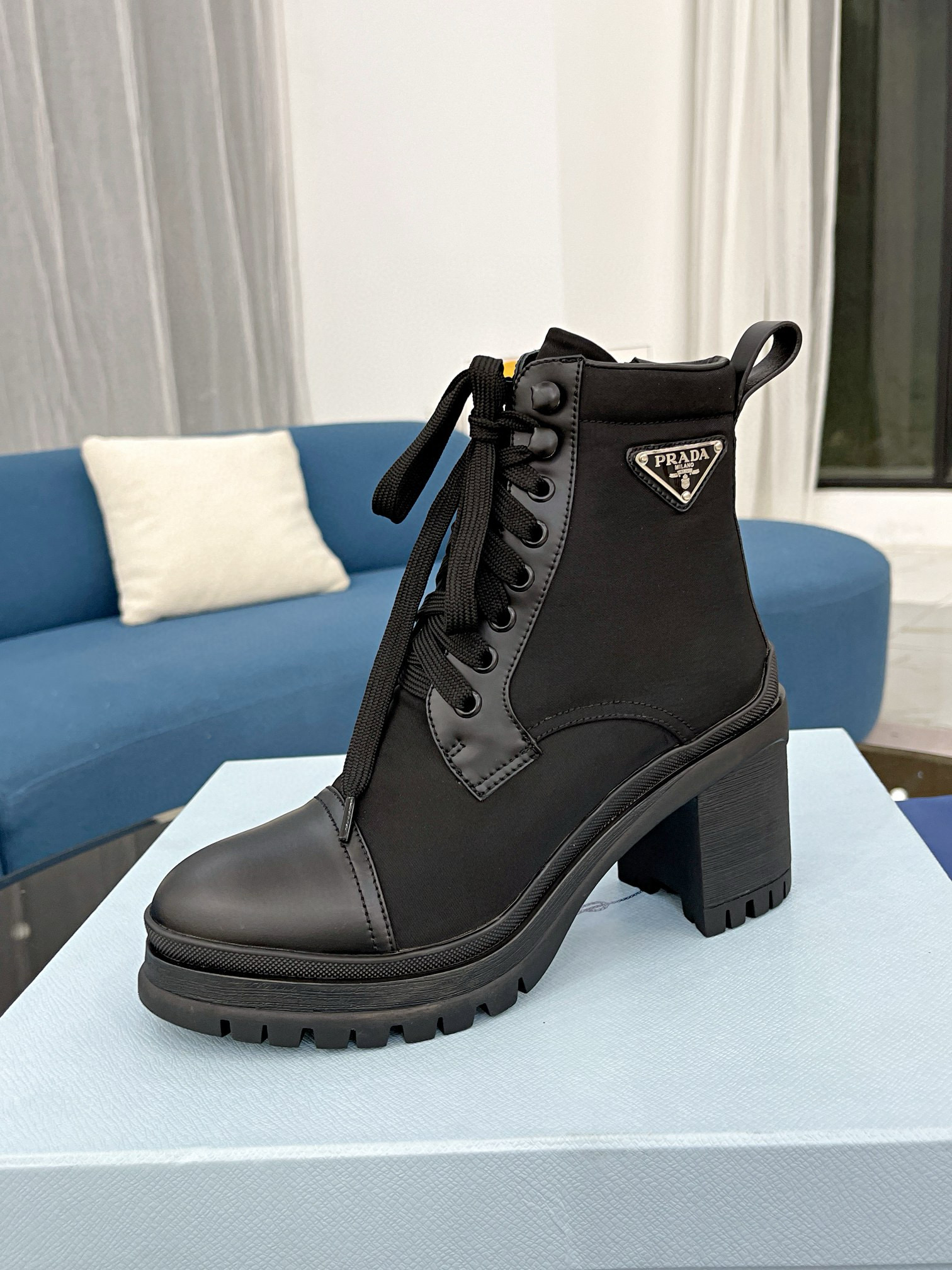 Prada boots heels 7.5CM PD80210 Black 