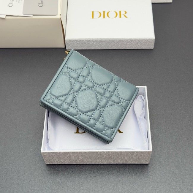LADY DIOR LOTUS WALLET CANNAGE LAMBSKIN S0178 blue