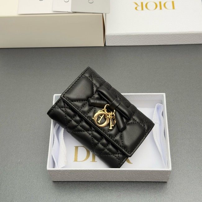 LADY DIOR LOTUS WALLET CANNAGE LAMBSKIN S2067 black
