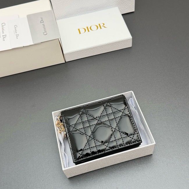 LADY DIOR LOTUS WALLET patent leather S0178 black LADY DIOR LOTUS WALLET patent leather S0178 black