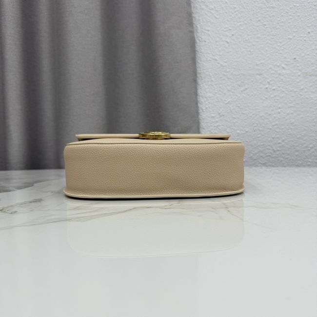 Medium Dior Medaillon Flap Bag Grained Calfskin M3920QD  Apricot