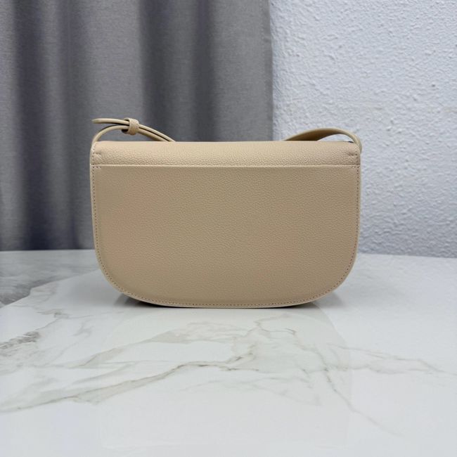 Medium Dior Medaillon Flap Bag Grained Calfskin M3920QD  Apricot